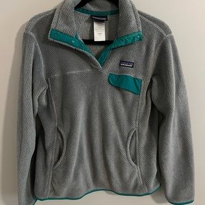 Patagonia Re-Tool Snap-T Pullover Fleece Sweater Gray & Teal Women's Size M